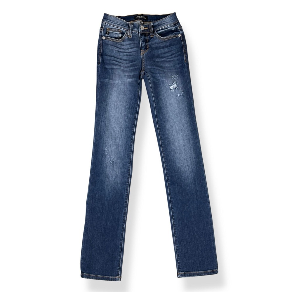 Judy Blue Jeans Women 0/24 (ACTUAL 24x30) Blue Straight Fit Slim JB8277DK EUC